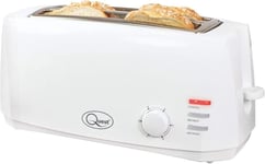 Quest 4 Slice Toaster White - Extra Wide Long Slots for Crumpets and 