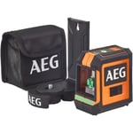 AEG Mesure laser CLG220-B, portée 20 m, laser vert, 2 lignes, avec 1 adaptateur, 2 piles AA, 1 pochette de rangement, bande velcro