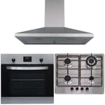 SIA 60cm Stainless Steel True Fan Electric Oven, 4 Burner Gas Hob & Cooker Hood