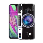 Yoedge Samsung Galaxy A40 Phone Case, Clear Transparent Personalised Print Patterned Ultra Slim Shockproof TPU Silicone Gel Protective Film Cover Cases for Samsung Galaxy A40, Camera Purple