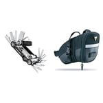 Topeak Mini 20 Pro Tool, Black & Aero Wedge Pack Saddle Bag, Strap Fit, Medium, Black