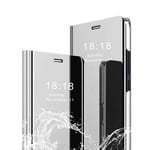 Wuzixi Case for Oppo Find X2 Neo. Plating Ultra Slim Fit Mirror Makeup Plating Flip Case, Mirror Protective Case with Kickstand, phone case for Oppo Find X2 Neo.Silver