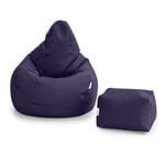 Loft25 Purple Adult Highback Bean Bag Chair Footstool Indoor/Outdoor Gaming Seat