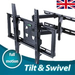 UK Moveable Double Arms TV Wall Bracket Mount Tilt Swivel for 32-55" TV Screen