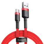 Baseus Cafule USB til USB-C Kabel, 3A, 1m - Rød