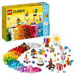 LEGO 11029 Classic Boîte de Fête Créative, Ensemble de Briques, à Jouer en Famille, Comprend 12 Mini Jouets : Ourson, Clown, Licorne, Ludique pour 5 Ans et Plus