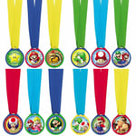 Mario Award Medals Favours Super Mario Children's Party Prizes Loot Fillers x 12