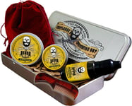 Men's Grooming Kit Beard Oil & Balm Moustache Wax Comb Bag 5pcs Set Lemongrass