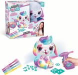 Airbrush Plush Puppy, Decorate Over + Over, 4 Wash-Off Chalk Pens, Battery Powe