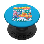 Crème solaire d'été amusante pour la plage Crème glacée et rêverie PopSockets PopGrip Interchangeable