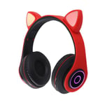 Casque sans fil Bluetooth chat oreille lueur lumiere stéréo basse casques enfants Gamer fille cadeaux PC téléphone casque de jeu pour IPad-rouge
