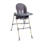 Chicco Polly Essential Chaise Haute pour Bébés de 0 Mois à 15 kg, Chaise haute évolutive, 3 Positions d'Inclinaison, 7 Niveaux de Hauteur, Pliable et Compacte, Tissu en Polyester Recyclé, Gris foncé