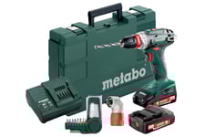 Metabo Borrskruvdragare BS 18 QuIck med 2st 2,0Ah batterier och laddare + vinkel och bitssats