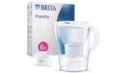BRITA Water Filter Jug Marella Dishwasher Safe Half Year Pack White 2.4L Jug