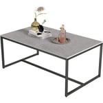 Table Basse Salon en Marbre Rectangulaire Design Scantinave pour Salon Bureau Café - 100x60x43cm Gris