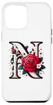 iPhone 14 Plus Red Rose Roses Flower Floral Design Monogram Letter N Case
