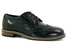 Firetrap Avila Womens UK 5 EU 38 Black Leather Lace Up Brogue Flats Shoes
