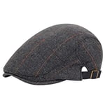 ZYM Men British Style Beret Hat Adjustable Flat Cap Beret Hats Fashion Newsboy Hat-Dark Grey