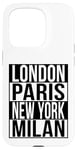 Londres Paris New York Milan - 4 VILLES DE LA MODE DU MONDE Coque pour iPhone 15 Pro