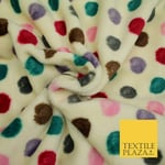 Super Soft Cream Jade Multi Spotted Cuddle Fleece Double Sided Fabric 58" 1843 1 Metre