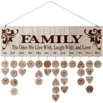 Presenter för mamma/mormor/pappa - DIY trä familj födelsedagspåminnelse väggkalender med 100 etiketter, mors dag/fars dag/julklapp.