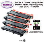 4 Toners compatibles Brother TN2420 pour Brother MFC L2710DN, L2710DW, L2713DW (avec puce)-3000 pages-20f PPA6-T3AZUR