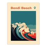 Artery8 The Seaside Calls Bondi Beach Australia Modern Woman of the Waves Sea Siren Ocean Extra Large XL Wall Art Poster Print