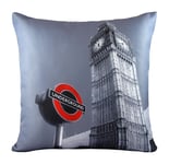 Classic Home Store Retro Photograph Cushion Cover Vintage Photo Style - London Underground Design (17" x 17")