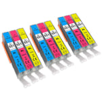 9 C/M/Y Ink Cartridges to replace Canon CLI-551C, CLI-551M, CLI-551Y Compatible