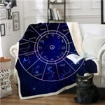 HGFHKL Compass Sherpa Throw Blanket Nautical Map Cool Bedspread Navy Blue and White Velvet Plush Bed Sofa Blanket 2 Sizes-Blue_150x200cm