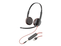Poly Blackwire 3225 - Blackwire 3200 Series - headset - på örat - kabelansluten - USB, 3,5 mm kontakt - svart - Skype-certifierat, Avaya-certifierad, Cisco Jabber-certifierad