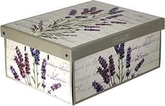 Boite de Rangement avec Couvercle, Boite en Carton, Rangement Vetement, Meuble de Rangement Chambre, Bureau, Panier de Rangement, Organisateur Tiroir, Boite Cadeau, 25x35x17,5 cm Small Lavande