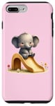 iPhone 7 Plus/8 Plus Pink Adorable Elephant on Slide Cute Animal Theme Case