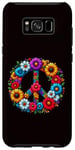 Coque pour Galaxy S8+ Signe de la paix coloré fleurs hippie rétro années 60 70 pour femme