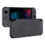 eXtremeRate Soft Touch Grip Back Plate for Nintendo Switch Console, NS Joy con Handheld Controller Housing with Full Set Buttons, DIY Replacement Shell for Nintendo Switch - Black Silver Carbon Fiber
