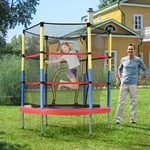 Trampoline pour enfants 140×164cm,mini trampoline intérieur et extérieur,trampoline avec cadre de basketball,avec filet de protection, Rouge