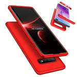 LaiXin Samsung Galaxy S10e/S10 Lite Case Cover Ultra Slim PC Hard Shell Ultra Slim Anti-Shock Anti-Scratch Matte 3 in 1 Protective Bumper, Red