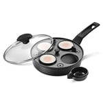 Prestige Egg Poacher Pan - 2 in 1 Poached Egg Maker with 4 Non Stick Egg Poachers Inserts & 20cm Induction Frying Pan with Lid, Stay Cool Handle, Dishwasher Safe Cookware