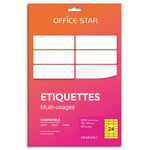 Office Star Boîte de 1200 étiquettes adhésives multiusage format 70x37mm Star, planche A4, coloris jaune