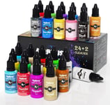 Airbrush Paint Set, 24 x20ml Colours Airbrush Paint with 2 Airbrush Cleaner, to