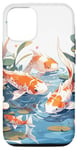 iPhone 13 four koi fish japanese carp asian goldfish flowers lily pads Case