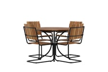 Venture Design Holmsund spisegruppe Akasie/svart 4 stoler & bord 103 cm