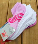 6 x NEW BALANCE Pink / White CUSHION QUARTER SOCKS 37-44 4-10 NBBox