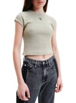 T-shirt FEMME Calvin Klein droite avec manches courtes et col rond écru