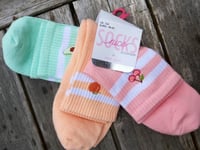 3 PAIRS : LOVELY CUSHIONED Short Ankle SOCKS Pink Peach Mint UK 3-8 , 36-42 draw