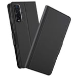 NOKOER Case for Oppo Find X2 Pro, Flip Leather Wallet Cover, 360 Degree Leather Protective Ultra Thin Phone Case, Case With Card Holder for Oppo Find X2 Pro - Black
