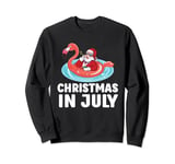 Santa Flamingo Floatie Funny Christmas In July Summer Xmas Sweatshirt