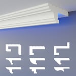 Heximo - Profilé de joint d'ombre led Moulures, éclairage indirect xps Polystyrene Plafond sec: 10.2 mètres / 6 barrettes, HLED-16 - 90x35 mm (de)