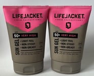 2 x Life Jacket Sun Protection Gel SPF50 Non Greasy Sunscreen Face+Body 100ml