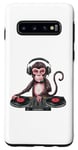 Coque pour Galaxy S10 Monkey Casque de DJ amusant pour homme, femme, enfant